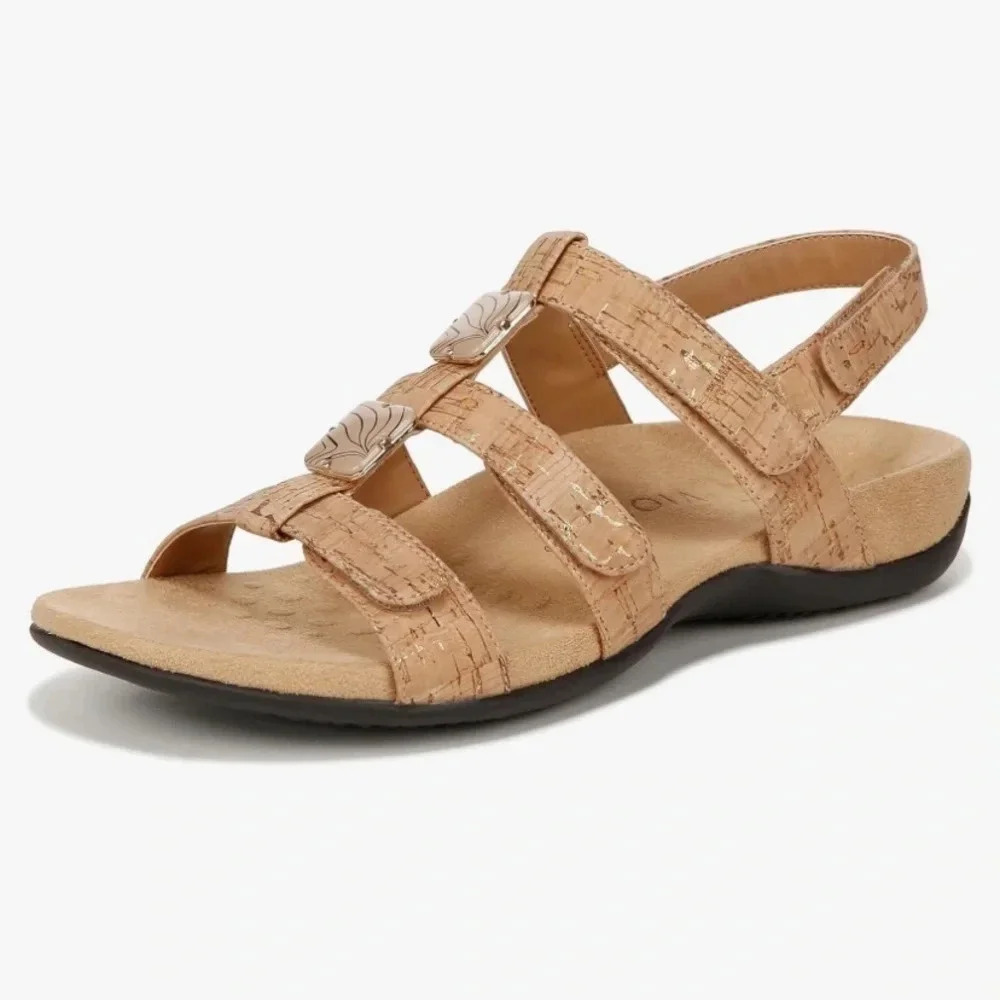 Vionic Women's Tan Cork-Style Triple Strap Sandals - Picture 7 of 7